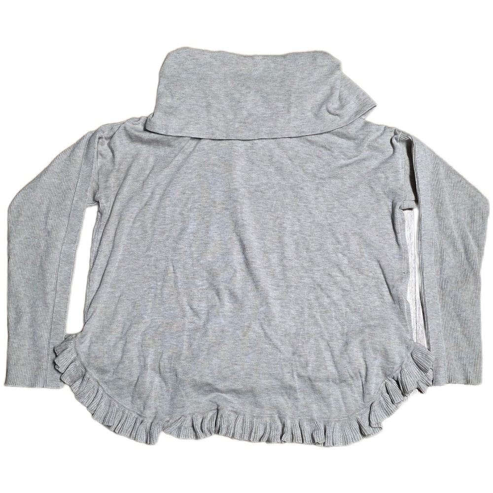 Joseph A.‎ Cowl Neck Sweater Women's Size S Gray Ruffle Hem Long Sleeves